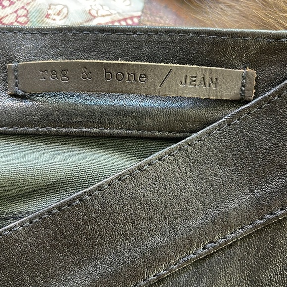rag & bone The Leather Skinny Pants, Washed Black, 27 - Picture 10 of 13